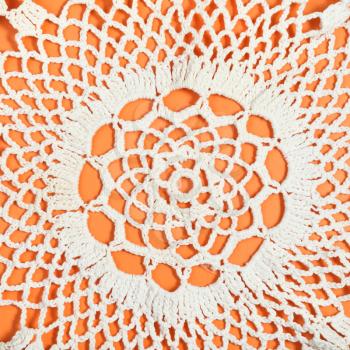 vintage knitting craftsmanship - embroidered crochet lace close up