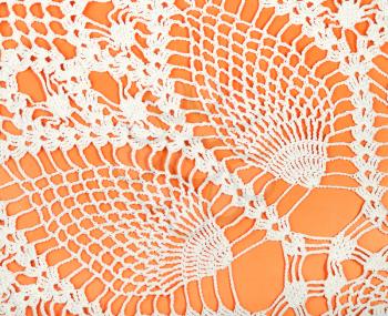 vintage knitting craftsmanship - pineapple pattern lace by crochet close up