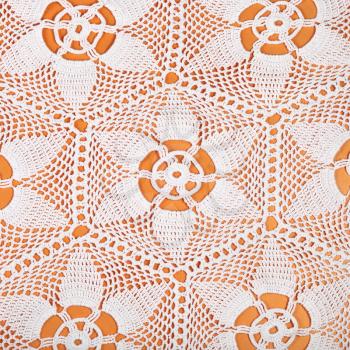 vintage knitting craftsmanship - star pattern lace by crochet close up