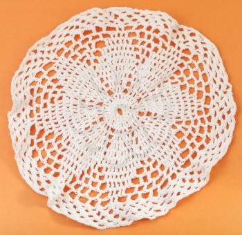 vintage knitting craftsmanship - lace placemat embroidered by crochet