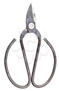 closed retro sewing scissors isolated on white background