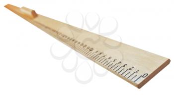 drawing wooden meter ruler isolated on white background