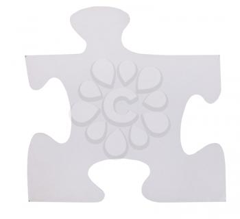 one white piece of jigsaw puzzle isolated on white background