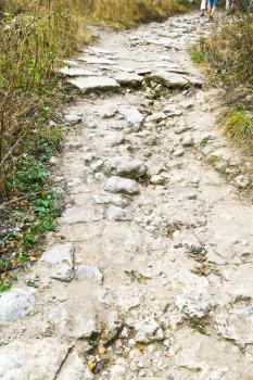 medieval footpath to fortress town chufut-kale in Crimea