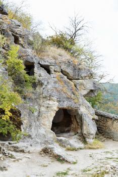mountain Caves of ancient town chufut kale in Crimea