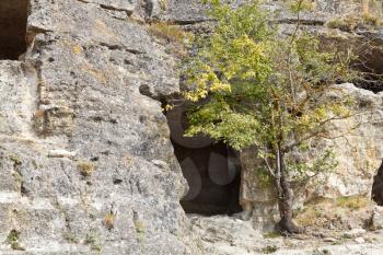 rock Caves of medieval town chufut kale in Crimea