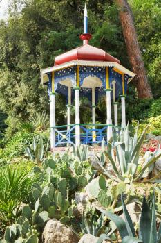 pavilion and cactus in Nikitsky Botanical Garden, Crimea