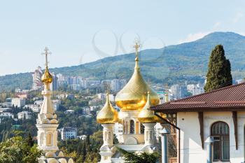 cupola of Alexander Nevski Cathedral and Yalta city skyline, Crimea