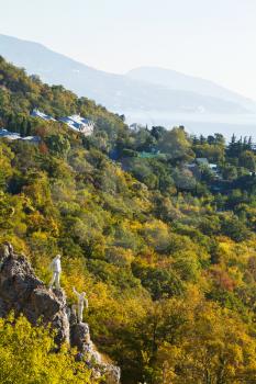krestovaya mount slope and South Coast of Crimea in autumn