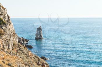 view of Parus (Sail) rock in Black Sea on Southern Coast of Crimea