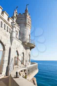 Blue sky and Swallow's Nest castle on Southern Coast of Crimea