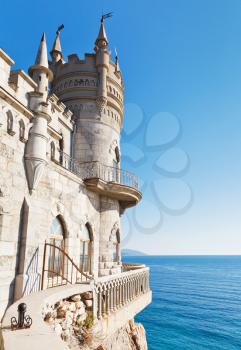 Blue sky and Swallow's Nest castle on South Coast of Crimea