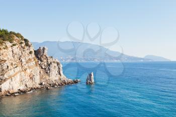 view of Parus (Sail) rock, Ayu-dag coastline on Southern Coast of Crimea