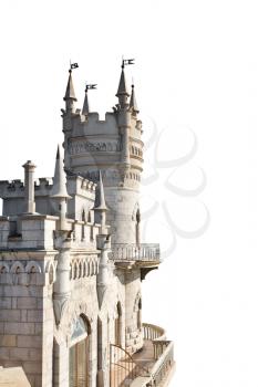 Swallow's Nest castle on Southern Coast of Crimea isolated on white background