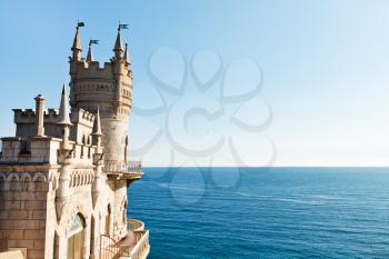 Swallow's Nest castle on South Coast of Crimea and blue sky