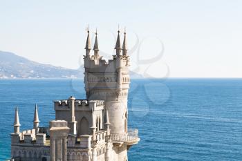view of Swallow's Nest castle on Southern Coast of Crimea and Black Sea