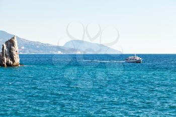 view of Parus (Sail) rock, Ayu-dag, Black sea on Southern Coast of Crimea