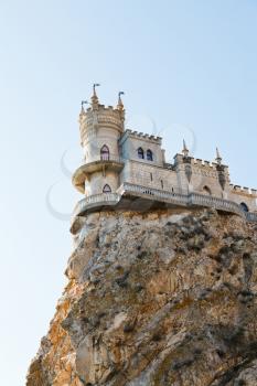 Swallow's Nest castle on top of Aurora rock on Southern Coast of Crimea