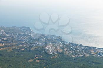 Black Sea and Big Yalta city on South coast of Crimea from Ai-Petri mountain