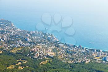 view of Big Yalta city on Southern coast of Crimea from Ai-Petri mountain