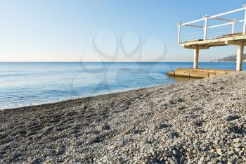 urban Massandra pebble beach in Yalta, Crimea