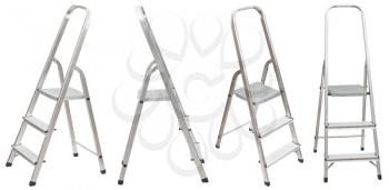 set of short folding step ladder isolated on white background