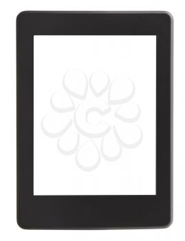 front view of e-book reader with cut out screen isolated on white background