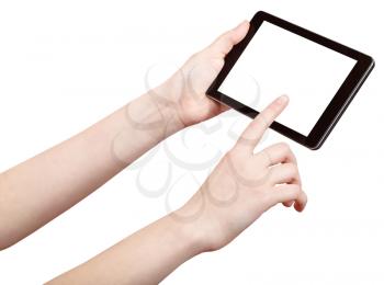 finger press touchpad with cut out screen isolated on white background