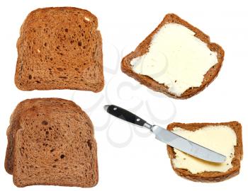 bread and butter toasts isolated on white background