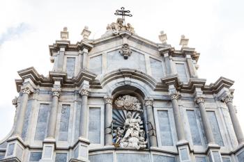 facade of Saint Agatha Cathedral in Catania city, Sicily, Italy