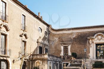 courtyard of palace Palazzo Biscari in Catania city, Sicily, Italy