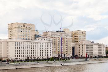 MOSCOW, RUSSIA - MAY 30, 2015: edifice of the Ministry of Defense of Russia on Frunzenskaya embankment in Moscow, Russia