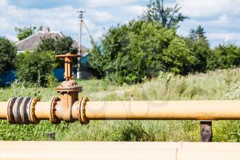 country gasification - gas pipeline in village in summer day
