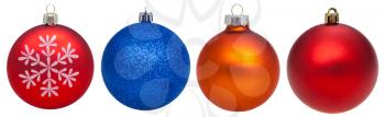 christmas decorations - set of various glass xmas balls isolated on white background