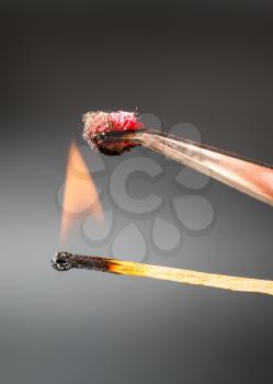 experiment to determine the composition of tissue - match flame ignites silk fabric sample