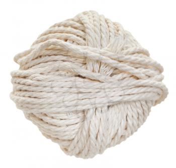 white skein of cotton rope isolated on white background