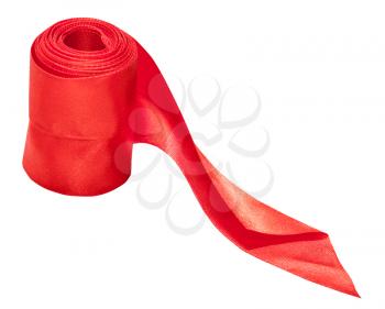 red satin decorative ribbon isolated on white background