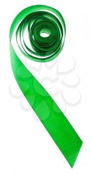 green silk decorative ribbon isolated on white background