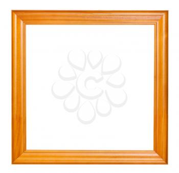 square lacquered wooden picture frame with cut out blank space isolated on white background