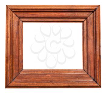 vintage painted wide wooden picture frame with cut out blank space isolated on white background