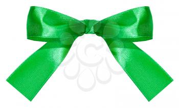 green satin bow knot isolated on white background