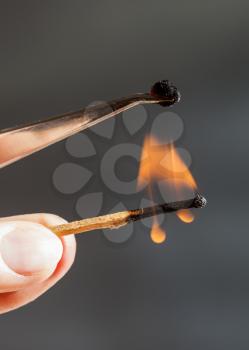 experiment to determine the composition of tissue - match flame ignites silk tissue sample