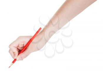 hand drafts by red pencil isolated on white background