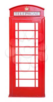 British red phone booth isolated on white background