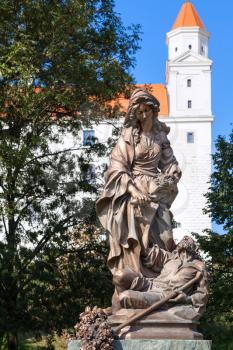 Monument of Alzbeta Durinska (St. Elizabeth) in courtyard of Bratislava Castle