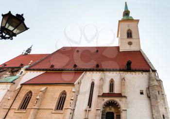 travel to Bratislava city - view of St. Martin Cathedral from town walls in Bratislava