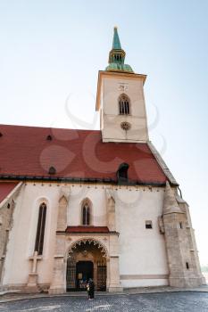 travel to Bratislava city - gate of St. Martin Cathedral from old town walls in Bratislava