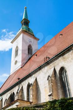 travel to Bratislava city - view of St. Martin Cathedral in Bratislava old town