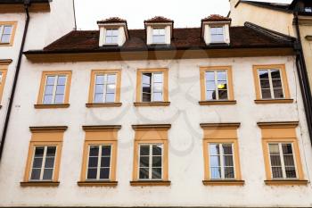 travel to Brno city - facade of apartment building in old town Brno on Starobrnenska street, Czech