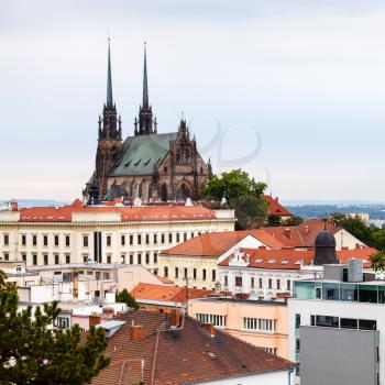 travel to Brno city - Brno cityscape with Cathedral of St Peter and Paul, Czech